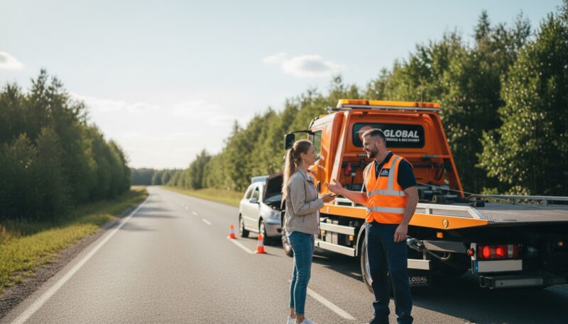 šlep služba na putu